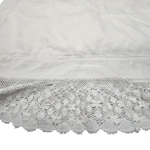 Vintage White Cotton & Crochet Lace Pillowcases Set of 2 READ CM2107 - Picture 4 of 9